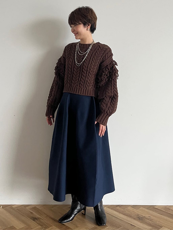 洒落感たっぷり＆大人っぽく着られるブラウンチェックコーデ | 冬服 レディース